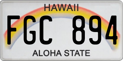 HI license plate FGC894
