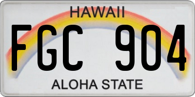 HI license plate FGC904