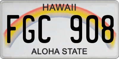 HI license plate FGC908
