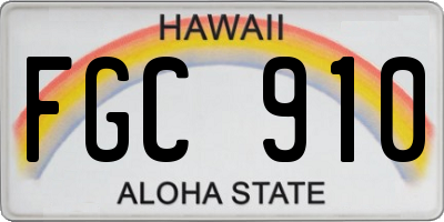 HI license plate FGC910