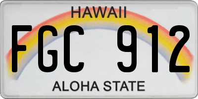 HI license plate FGC912
