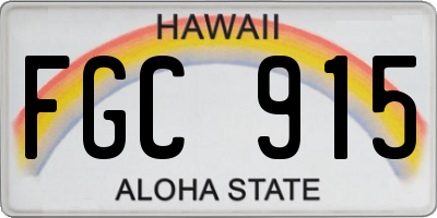 HI license plate FGC915