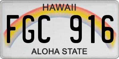 HI license plate FGC916