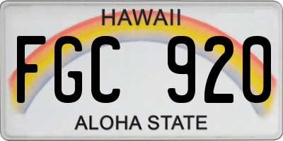 HI license plate FGC920