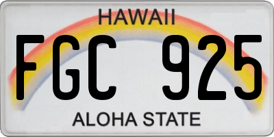 HI license plate FGC925