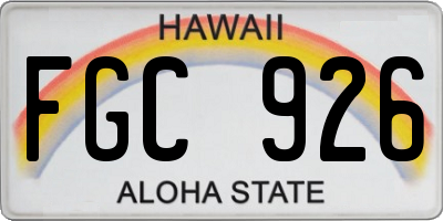 HI license plate FGC926
