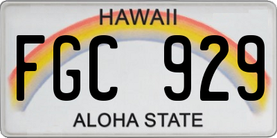 HI license plate FGC929