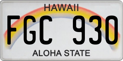 HI license plate FGC930