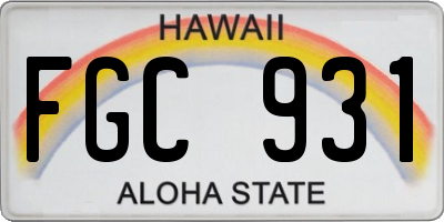 HI license plate FGC931