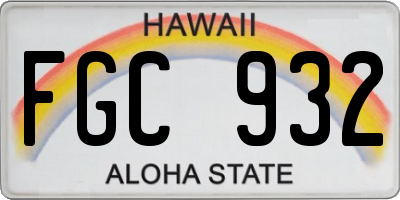HI license plate FGC932