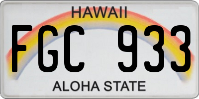 HI license plate FGC933