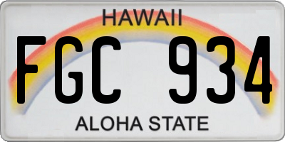 HI license plate FGC934