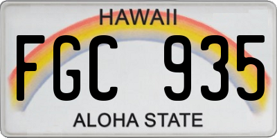 HI license plate FGC935