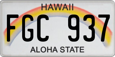 HI license plate FGC937
