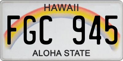 HI license plate FGC945