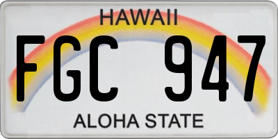 HI license plate FGC947