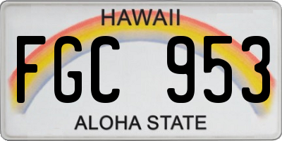 HI license plate FGC953