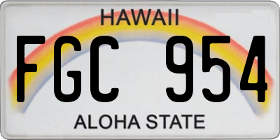 HI license plate FGC954