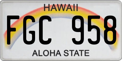 HI license plate FGC958