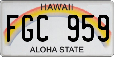 HI license plate FGC959
