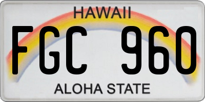 HI license plate FGC960