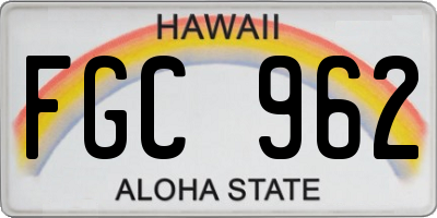 HI license plate FGC962