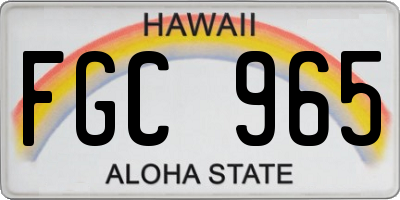 HI license plate FGC965