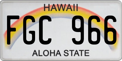 HI license plate FGC966