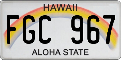 HI license plate FGC967