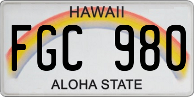 HI license plate FGC980