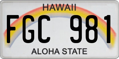 HI license plate FGC981