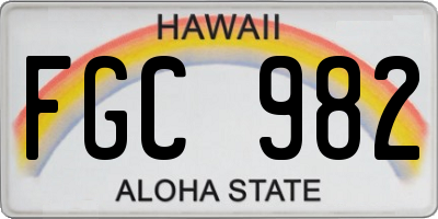 HI license plate FGC982