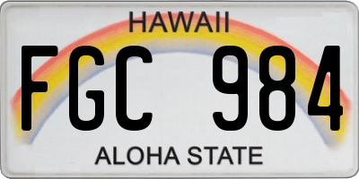 HI license plate FGC984