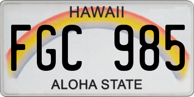 HI license plate FGC985