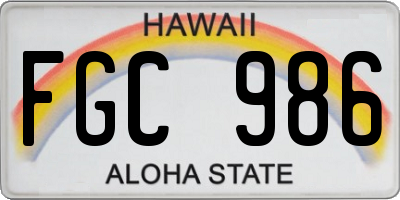 HI license plate FGC986