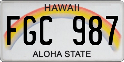 HI license plate FGC987