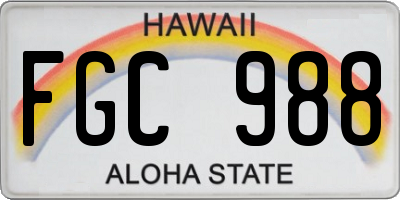 HI license plate FGC988