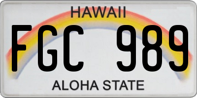 HI license plate FGC989