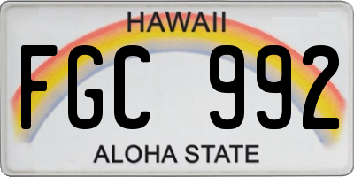HI license plate FGC992