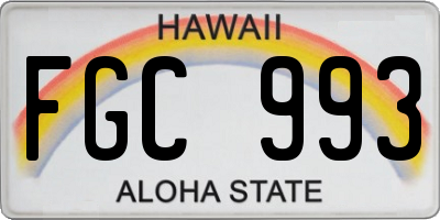 HI license plate FGC993