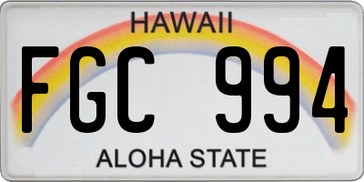 HI license plate FGC994