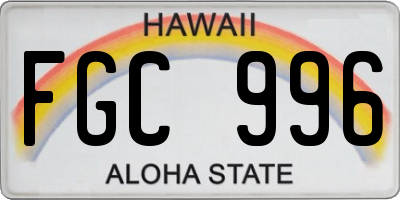 HI license plate FGC996