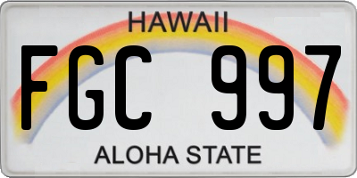 HI license plate FGC997