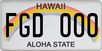 HI license plate FGD000