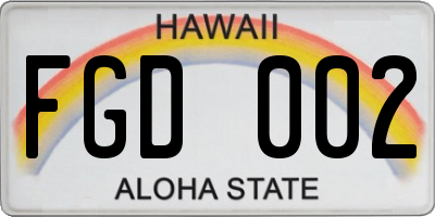 HI license plate FGD002