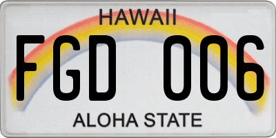 HI license plate FGD006