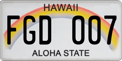 HI license plate FGD007
