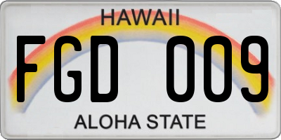 HI license plate FGD009