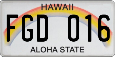 HI license plate FGD016