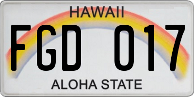 HI license plate FGD017